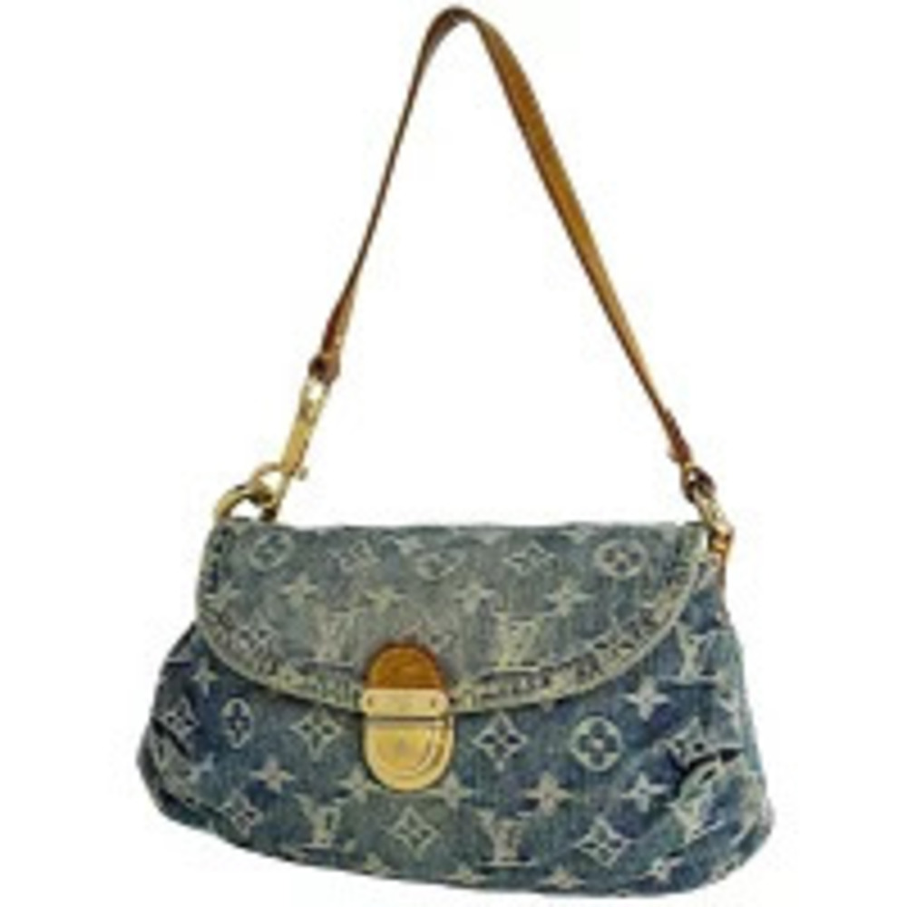 Louis Vuitton Pleaty Handbag Hobo Bag Monogram Denim Blue